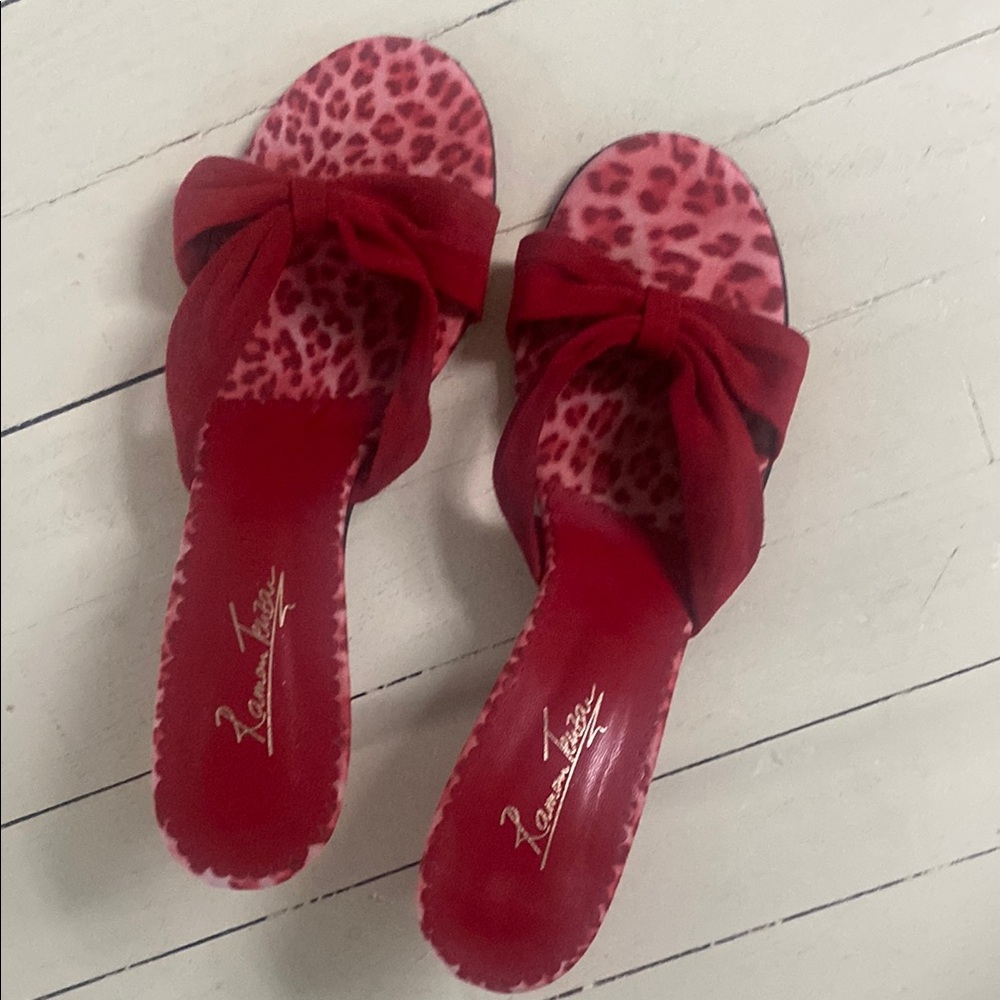 Ramon Tenza Red Bow Slide Sandals